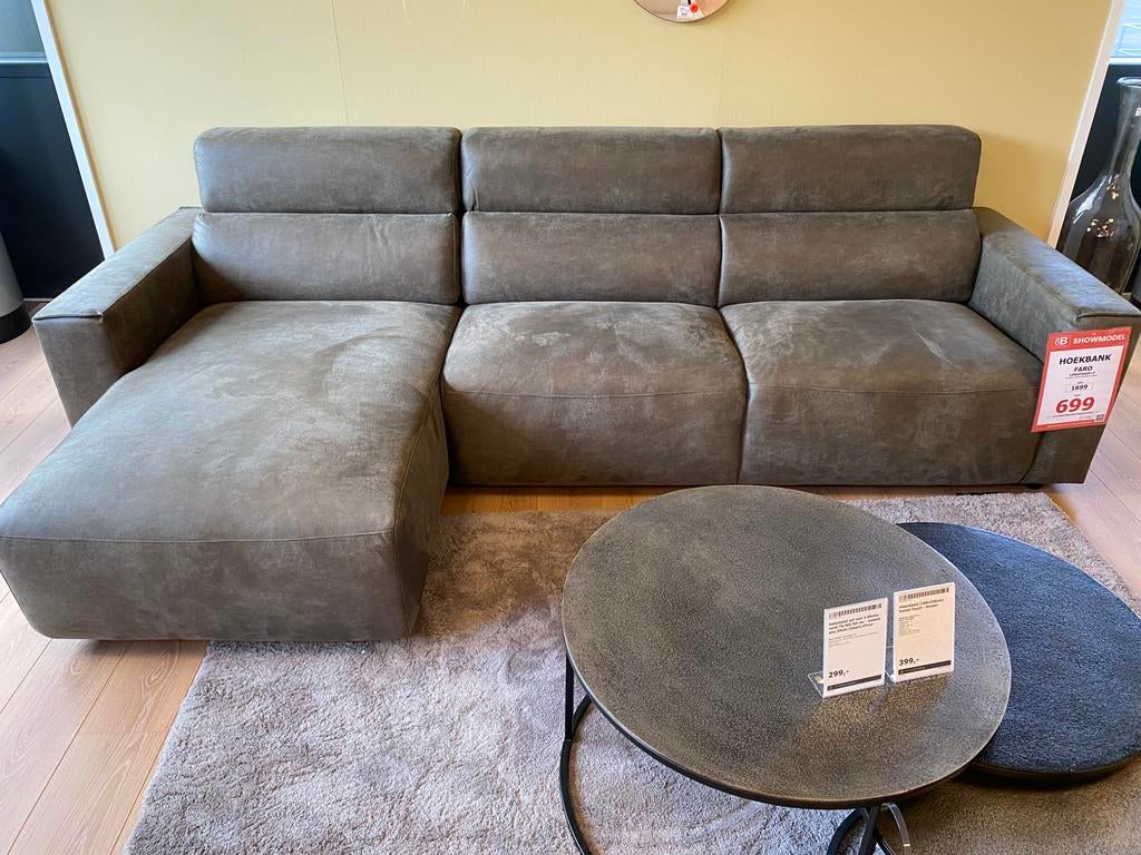 Longchair + 2 zits microleder forest, Huis en Inrichting, Banken | Sofa's en Chaises Longues, Ophalen, Nieuw, 200 tot 250 cm, Leer