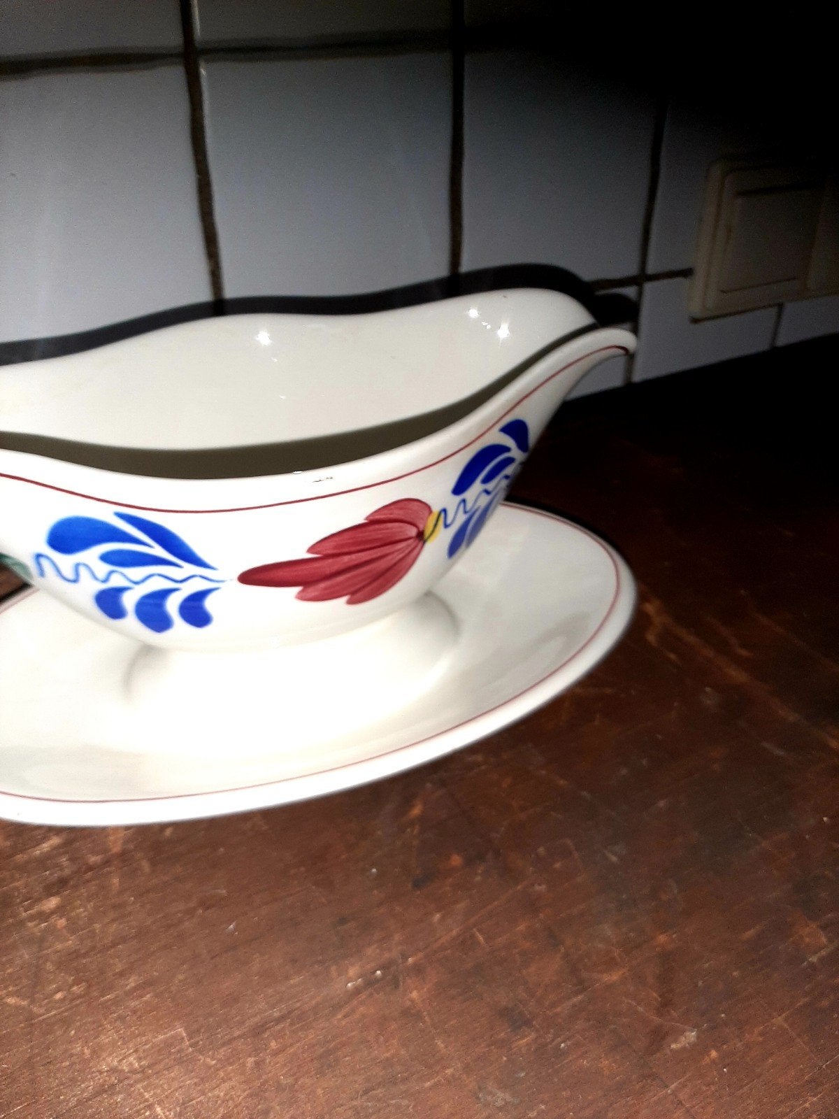 Boerenbont jus / sauskom met schotel, Delfts blauw decor, Ophalen of Verzenden, Aardewerk, Overige stijlen