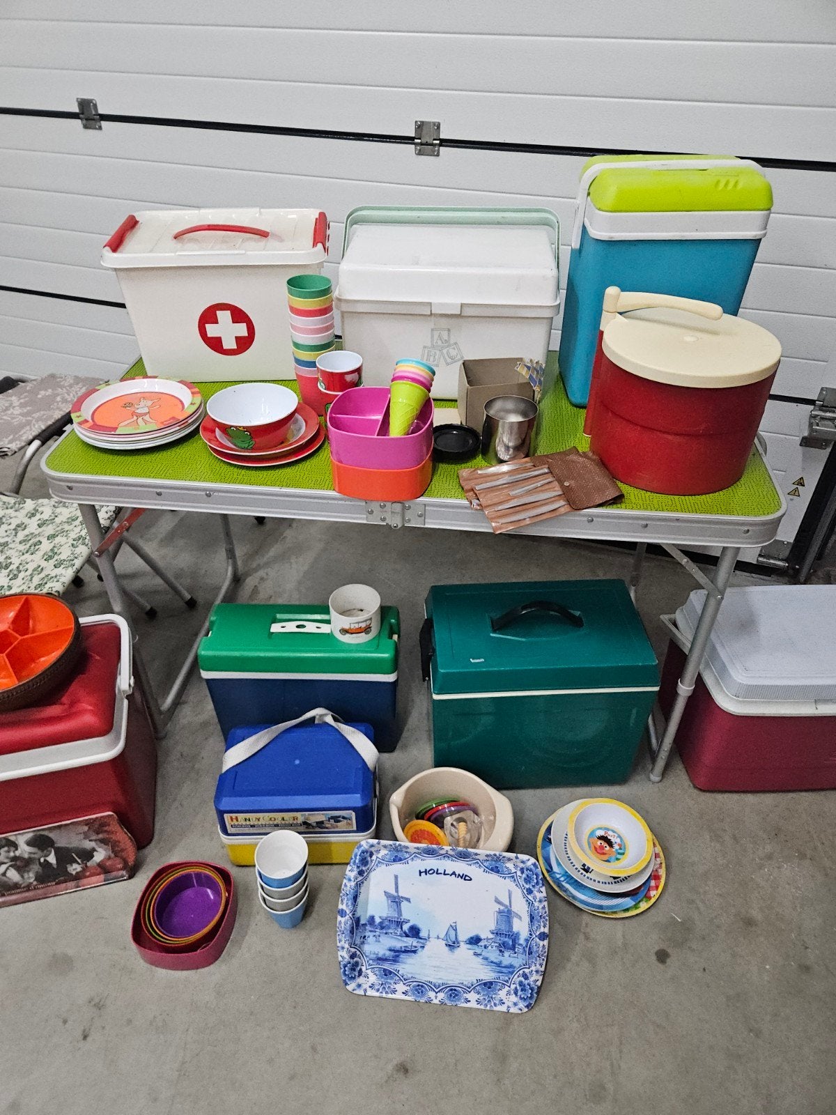 Vintage kampeer spullen picknick set, Ophalen of Verzenden