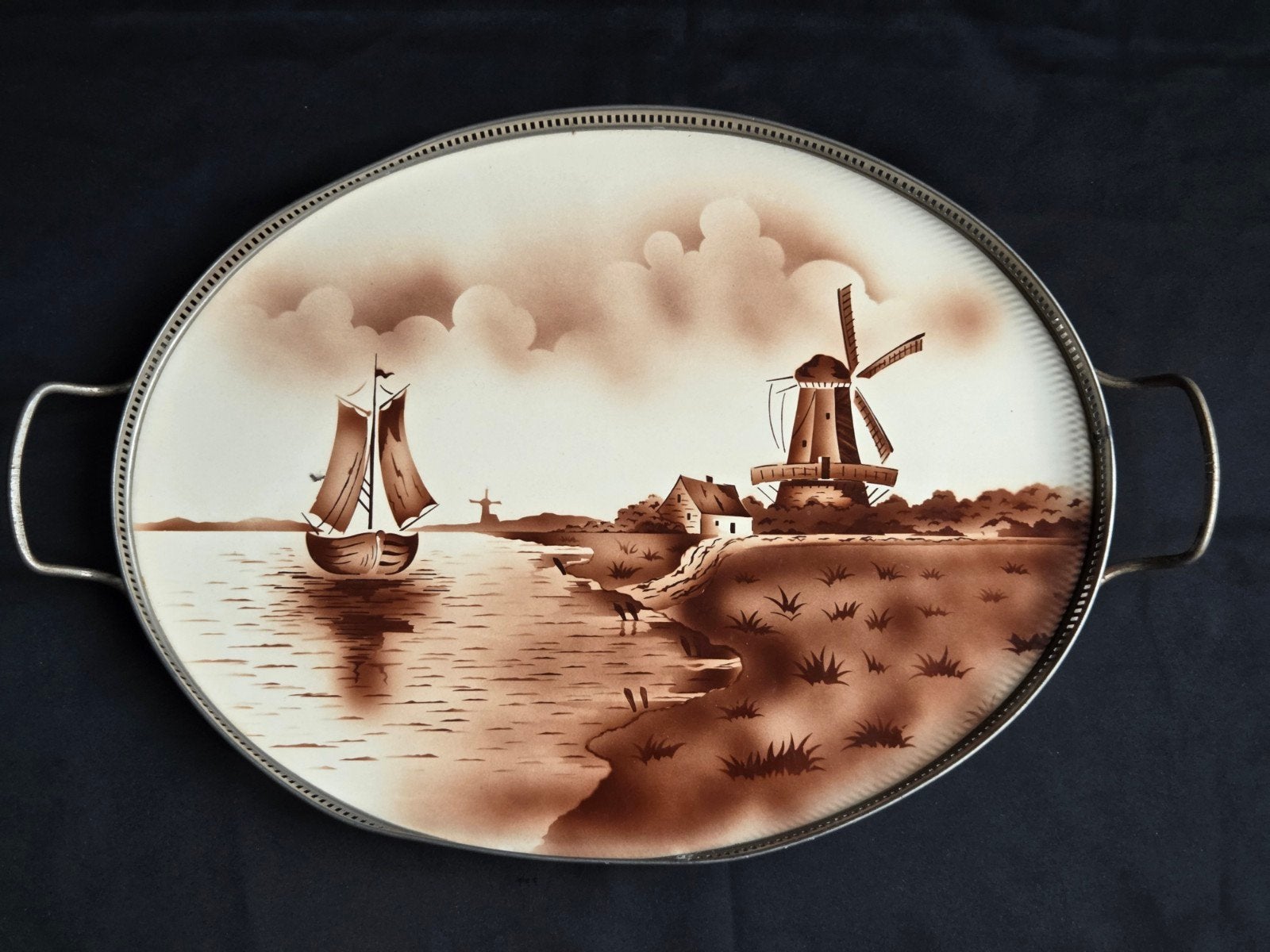 Antiek porseleinen dienblad , art deco, Antiek en Kunst, Ophalen