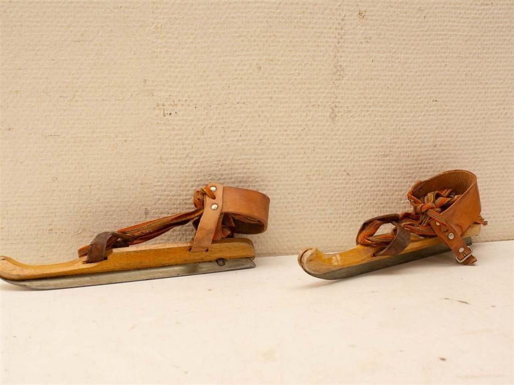Vintage houtenhoutjes schaatsen 37430, Ophalen of Verzenden, Gebruikt