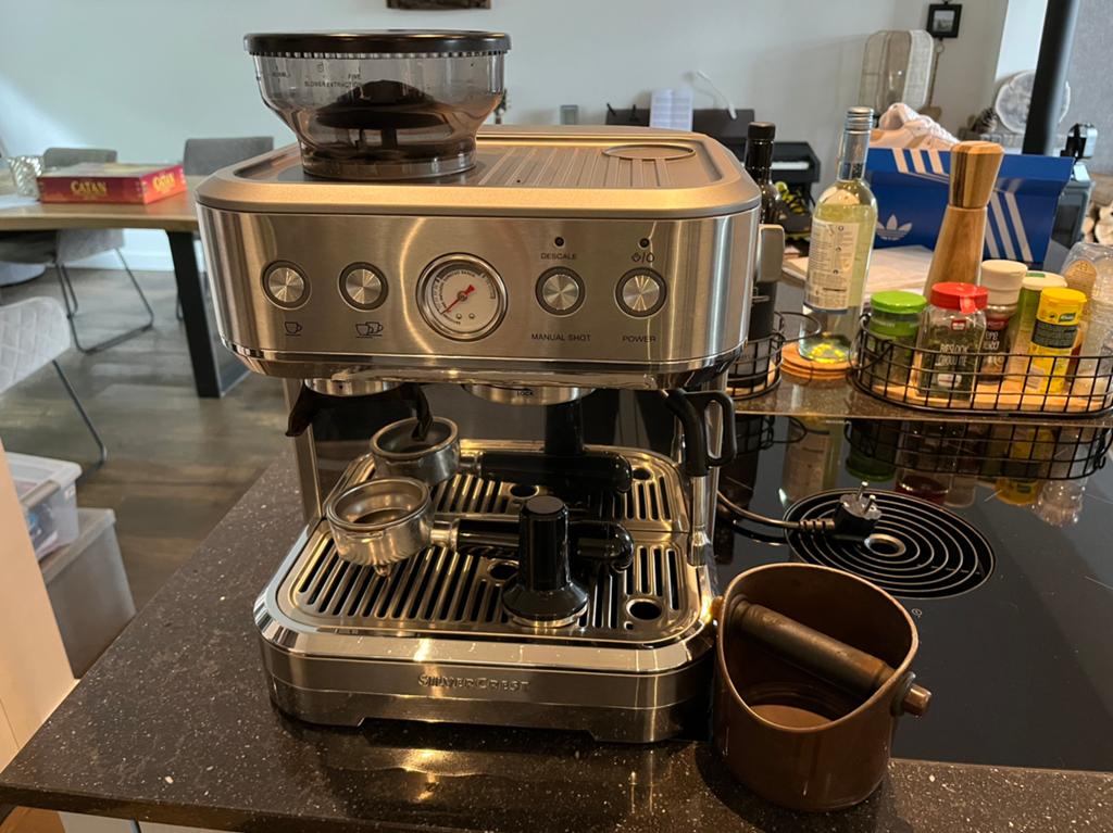 Silvercrest espressomachine met bonenmaler., Witgoed en Apparatuur, Koffiezetapparaten, Ophalen, Zo goed als nieuw, Espresso apparaat
