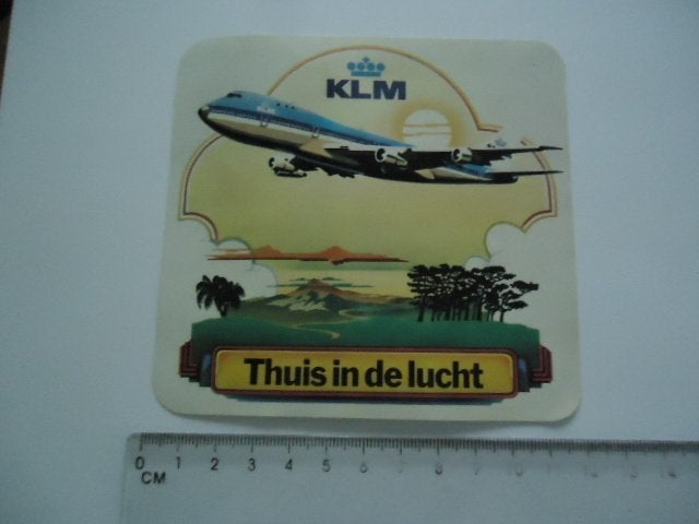 sticker oud KLM Vliegtuig thuis in de lucht strip pop art, Verzenden, Zo goed als nieuw, Bedrijf of Vereniging