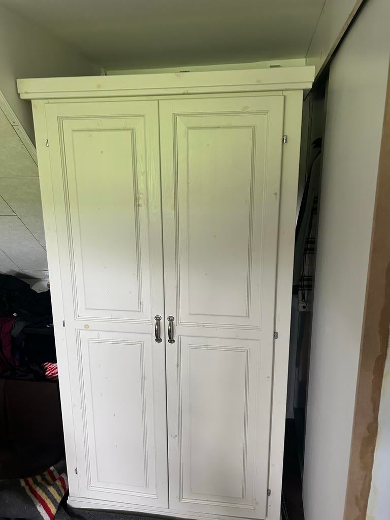 Witte houten kledingkast - 104x190x58 cm, Ophalen, Gebruikt, 100 tot 150 cm, 150 tot 200 cm