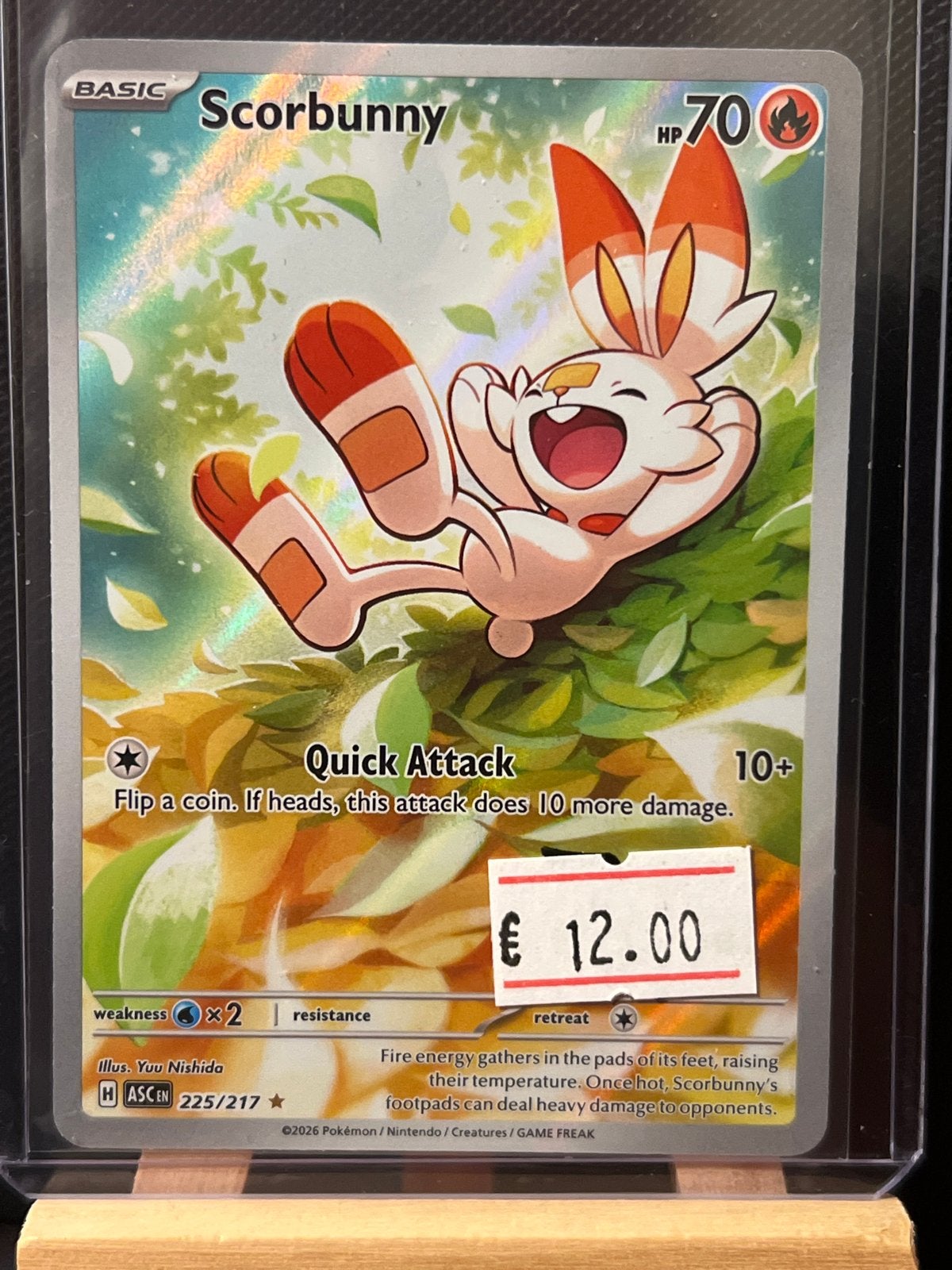 Pokémon Kaart Scorbunny 225/217 HASCEN, Ophalen of Verzenden, Zo goed als nieuw, Losse kaart, Foil