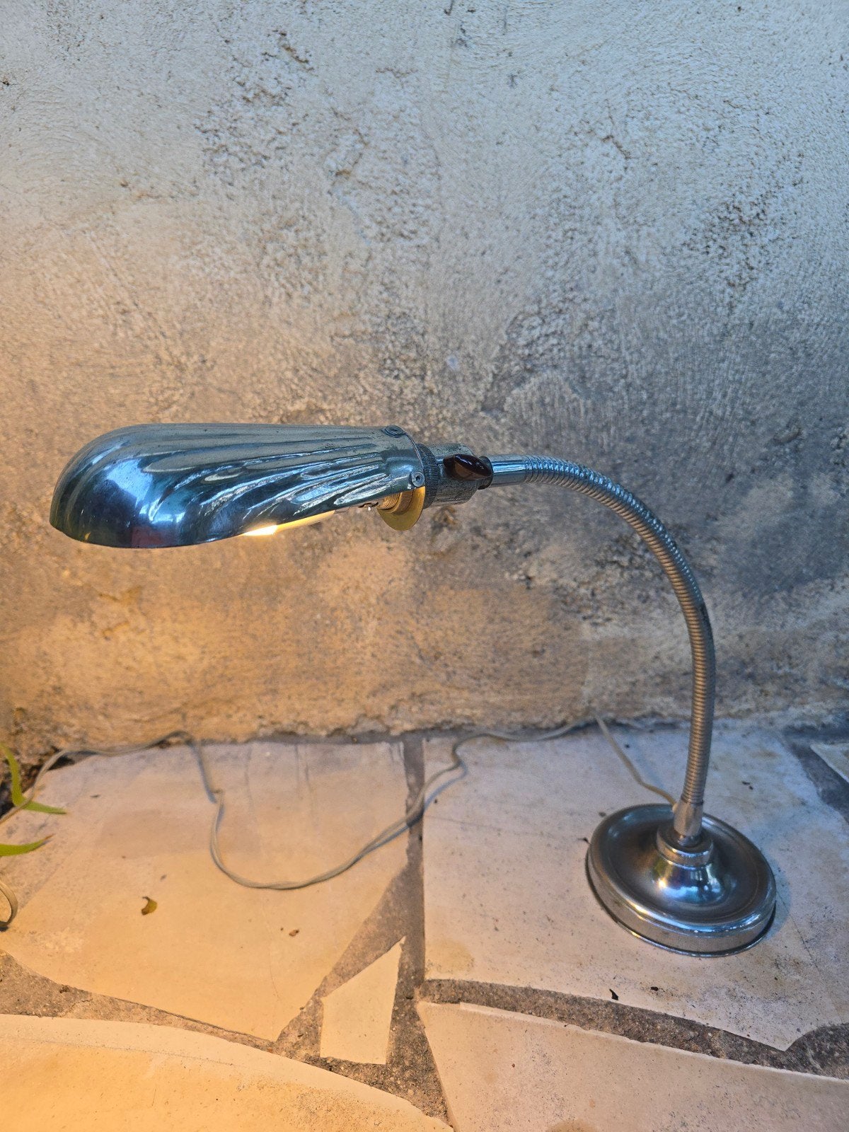 Antieke SHELL tafellamp, Franse industriële werkplaatslamp, Antiek en Kunst, Ophalen of Verzenden