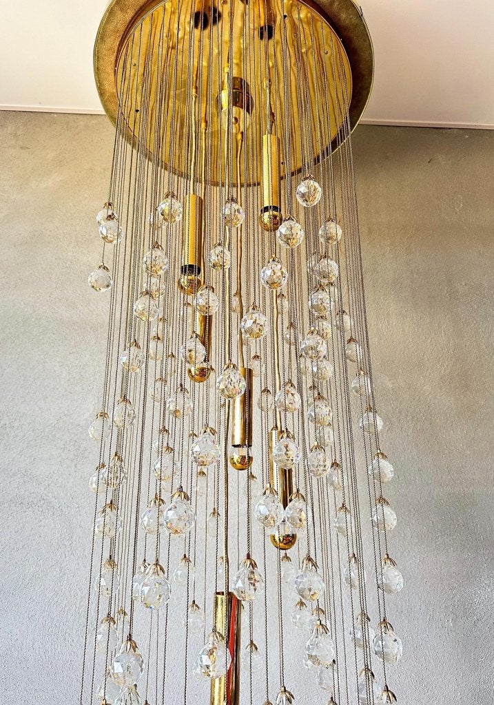 Vintage mega kristallen ballen cascade lamp, Niet ingevuld, Gebruikt, Mid century, Niet ingevuld