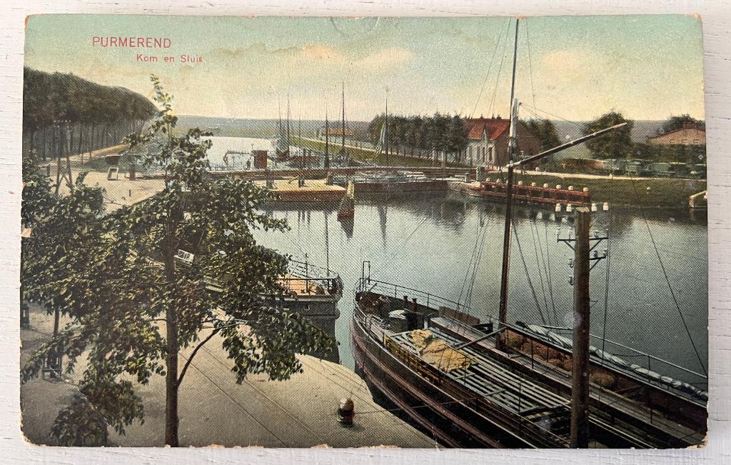 Oude Ansichtkaart - Purmerend - Kom en Sluis (1913), Ophalen of Verzenden, Voor 1920, Gelopen, Noord-Holland