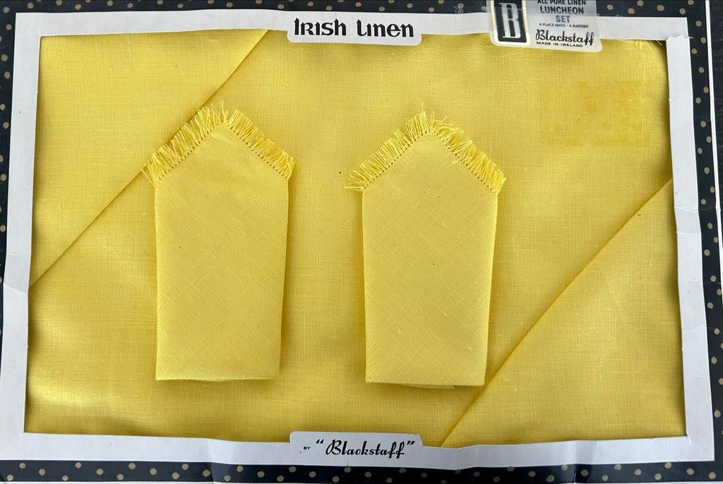 Vintage Iers Linnen Placemat & Servettenset - 4 Stuks, Overige materialen, Overige typen, Ophalen of Verzenden, Zo goed als nieuw