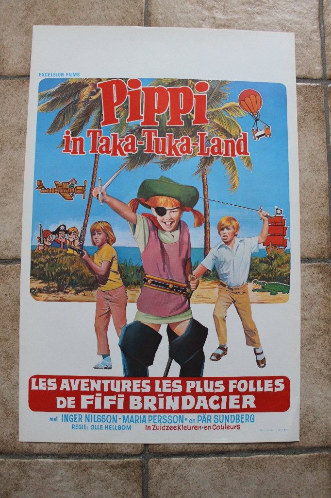 filmaffiche Pippi Lankous in Taka Tuka land filmposter, Rechthoekig Staand, Ophalen of Verzenden, Zo goed als nieuw, A1 t/m A3