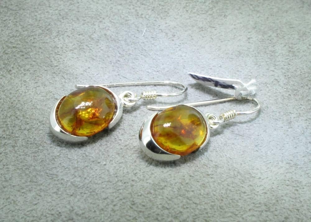 Zilveren Oorhangers met natuurlijk Barnsteen, Hangers, Verzenden, Lucas juwelier, Nieuw