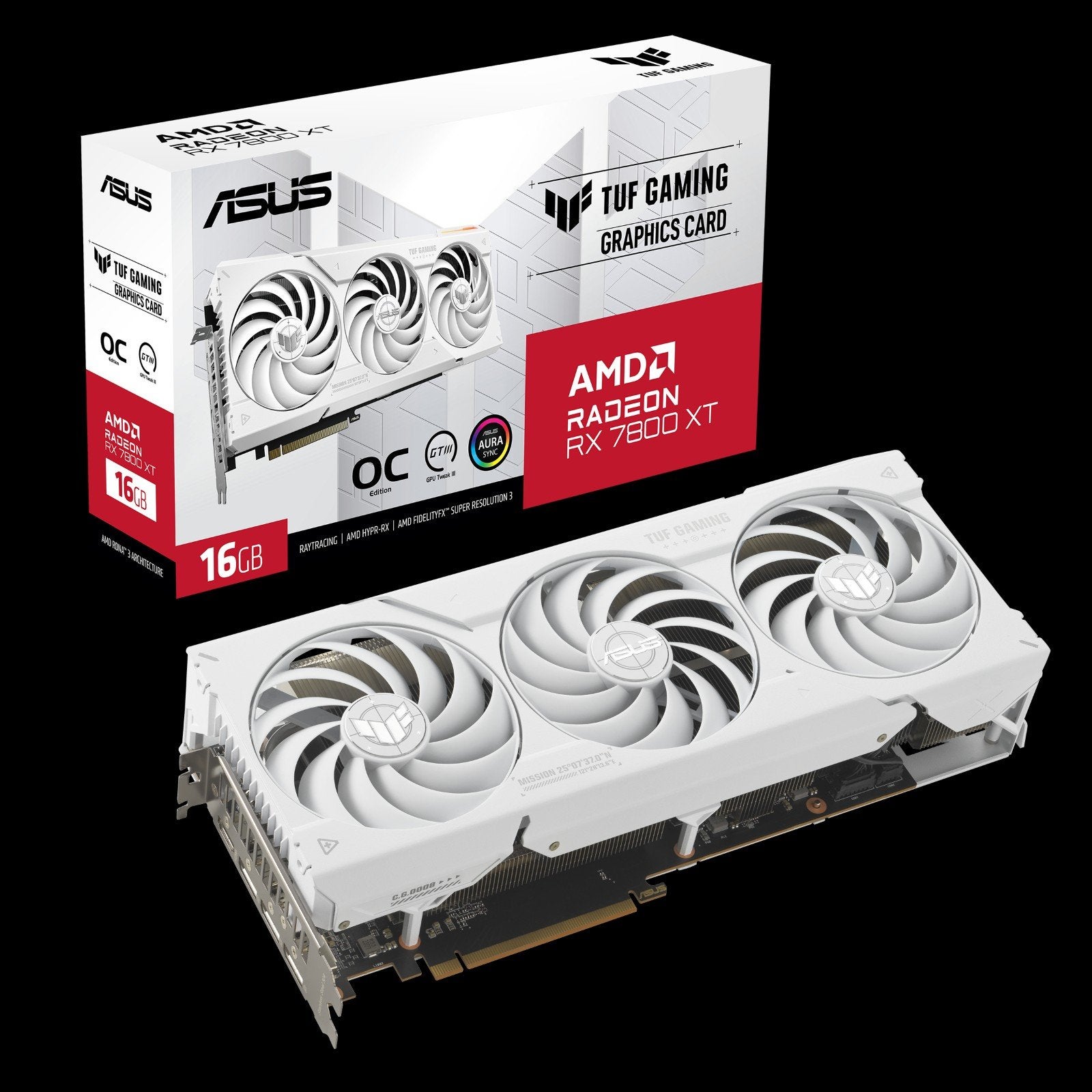AMD Radeon RX 7800 XT Asus TUF Gaming OC White 16GB, Computers en Software, Videokaarten, Zo goed als nieuw, AMD, PCI-Express 4.0