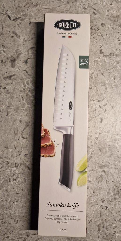 Boretti Santoku knife 18 cm, Ophalen, Nieuw, Rvs of Chroom