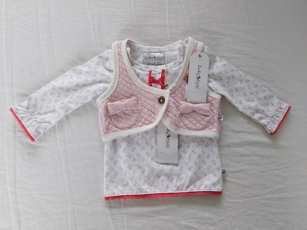 Setje Ducky Beau shirtje met giletje meisje maat 56 NIEUW, Kinderen en Baby's, Babykleding | Maat 56, Meisje, Nieuw, Ophalen of Verzenden