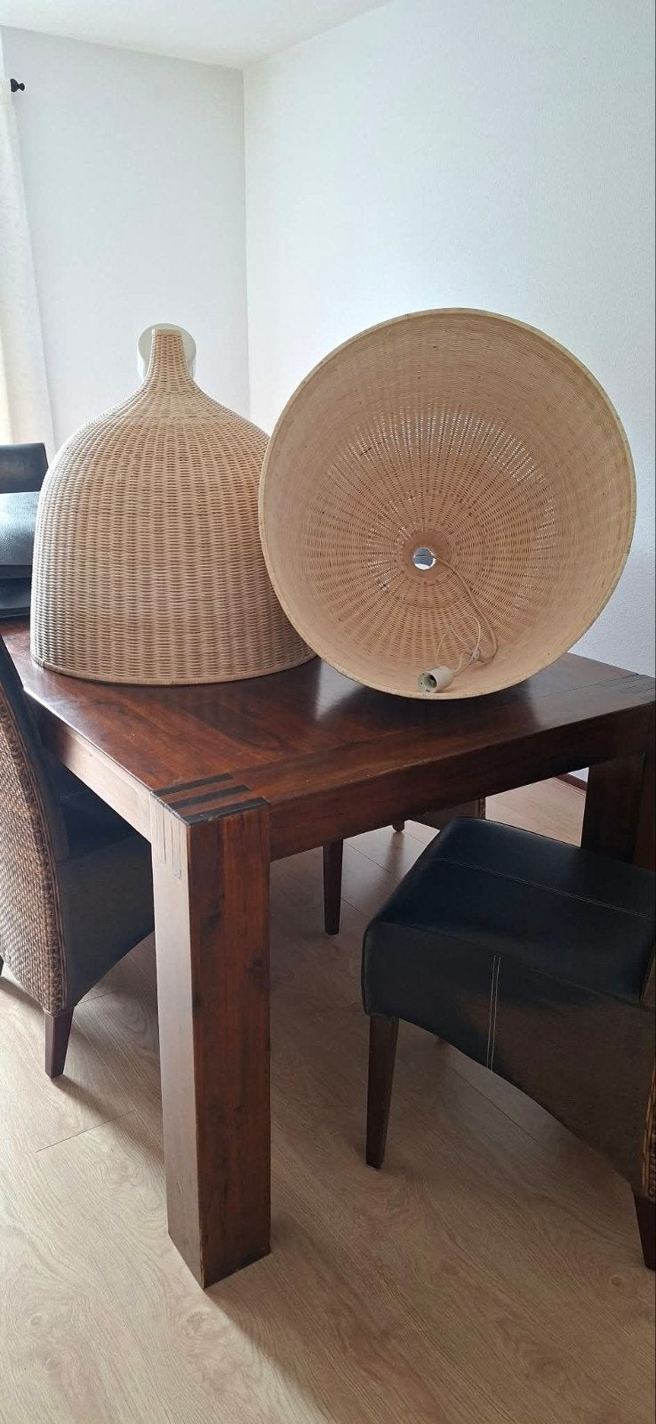 IKEA LERAN Hanglamp (Type T0606) – Rotan / Gevlochten bamboe, Ophalen of Verzenden, Gebruikt, Natuurlijk materiaal, E27 (groot)