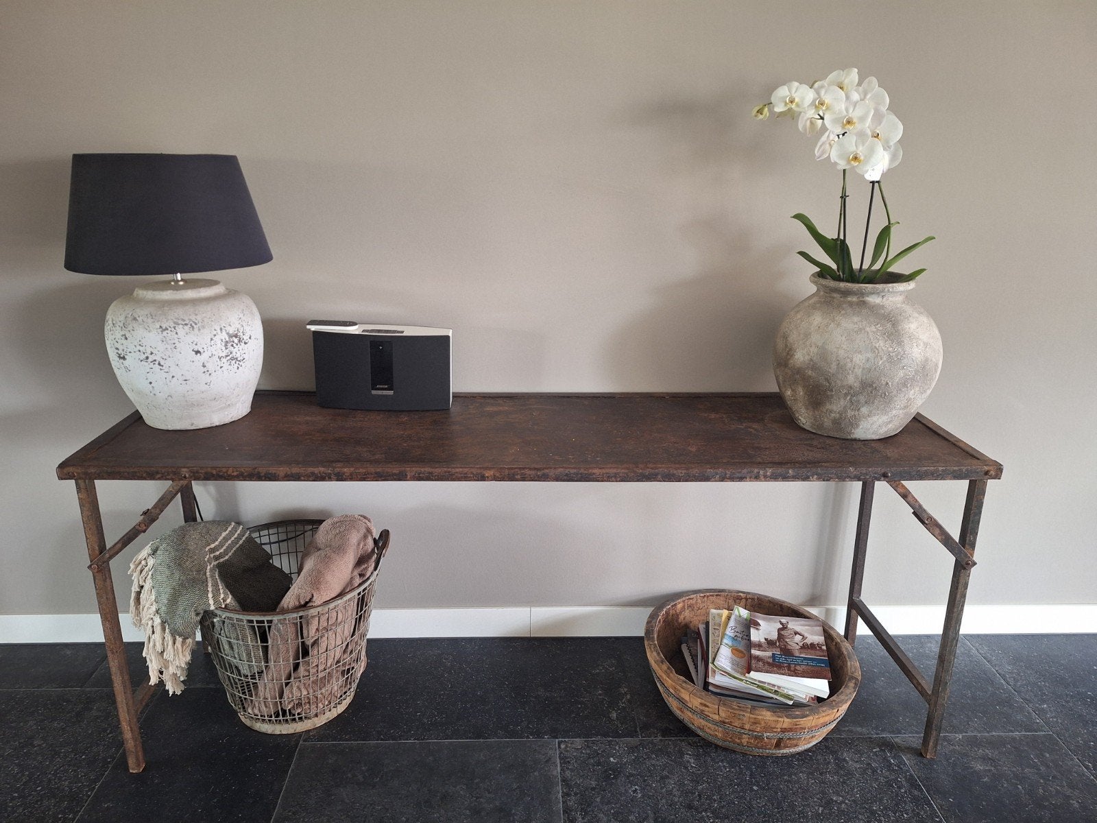 Oude ijzeren markttafel - 183x74x49cm, Ophalen