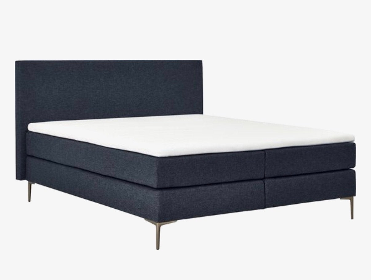 B Bright Boxspring Emerald 140x200 navy, compleet Beter Bed, Ophalen, Tweepersoons, 140 cm, Zo goed als nieuw