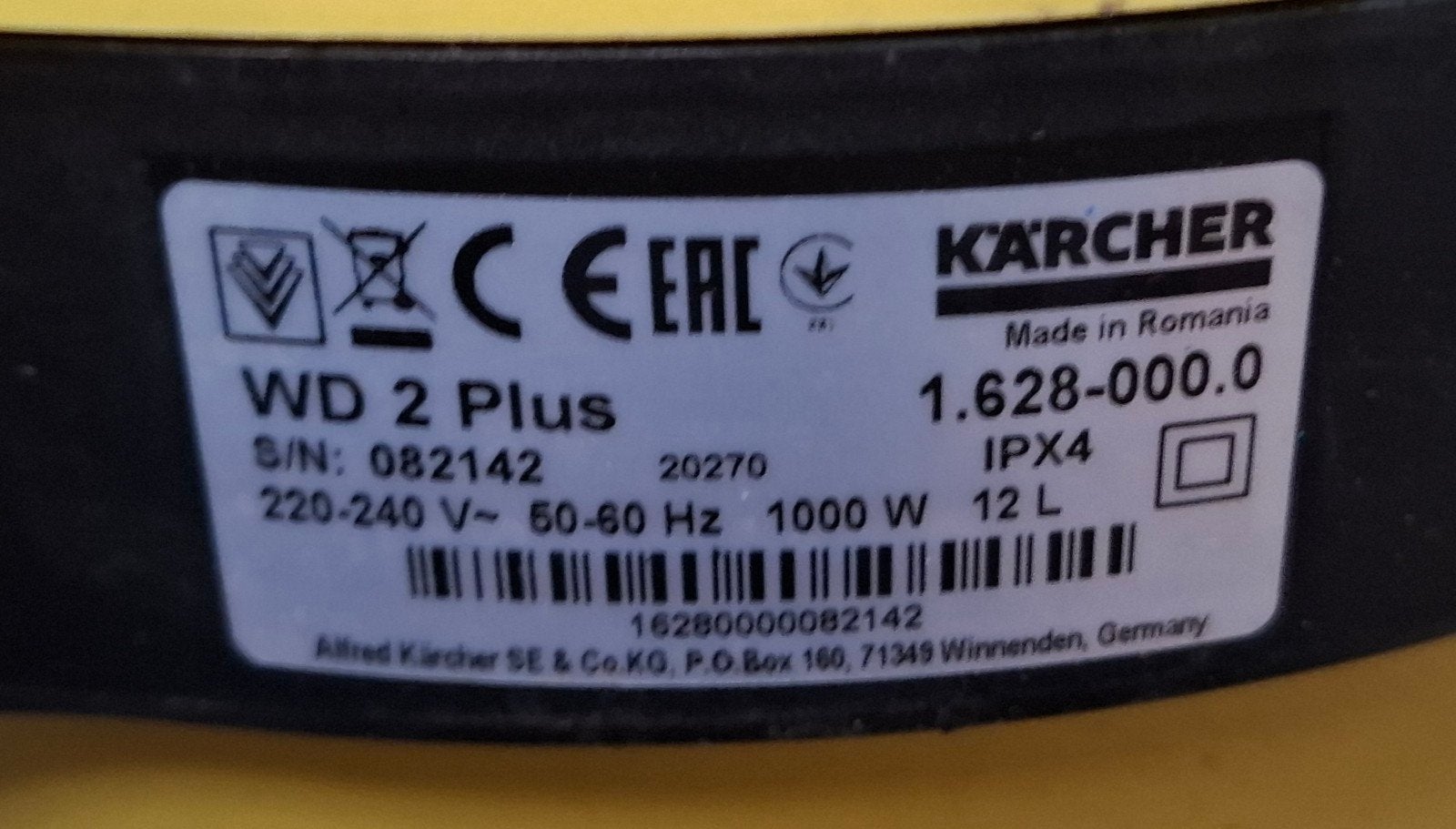 Kärcher WD 2 PLUS nat- en droogzuiger, Ophalen, Gebruikt, Waterstofzuiger