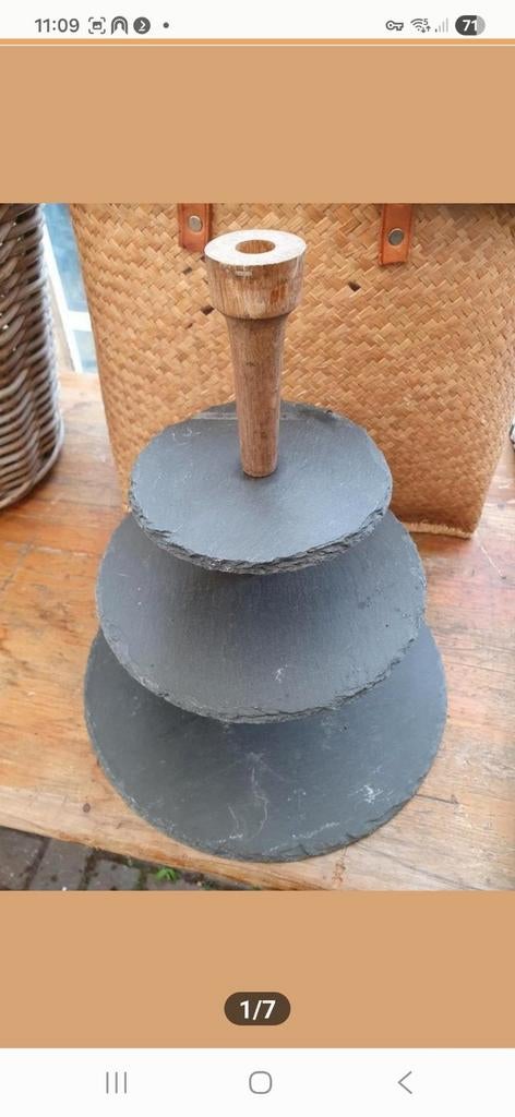 Mooie etagere/hapjes serveer schaal van leisteen, Antiek en Kunst, Ophalen of Verzenden