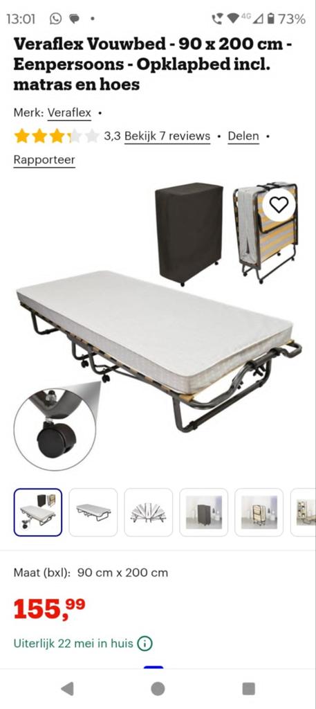 Logeerbed gekocht voor 155 euro, Ophalen, Zo goed als nieuw, Eenpersoons, Hout