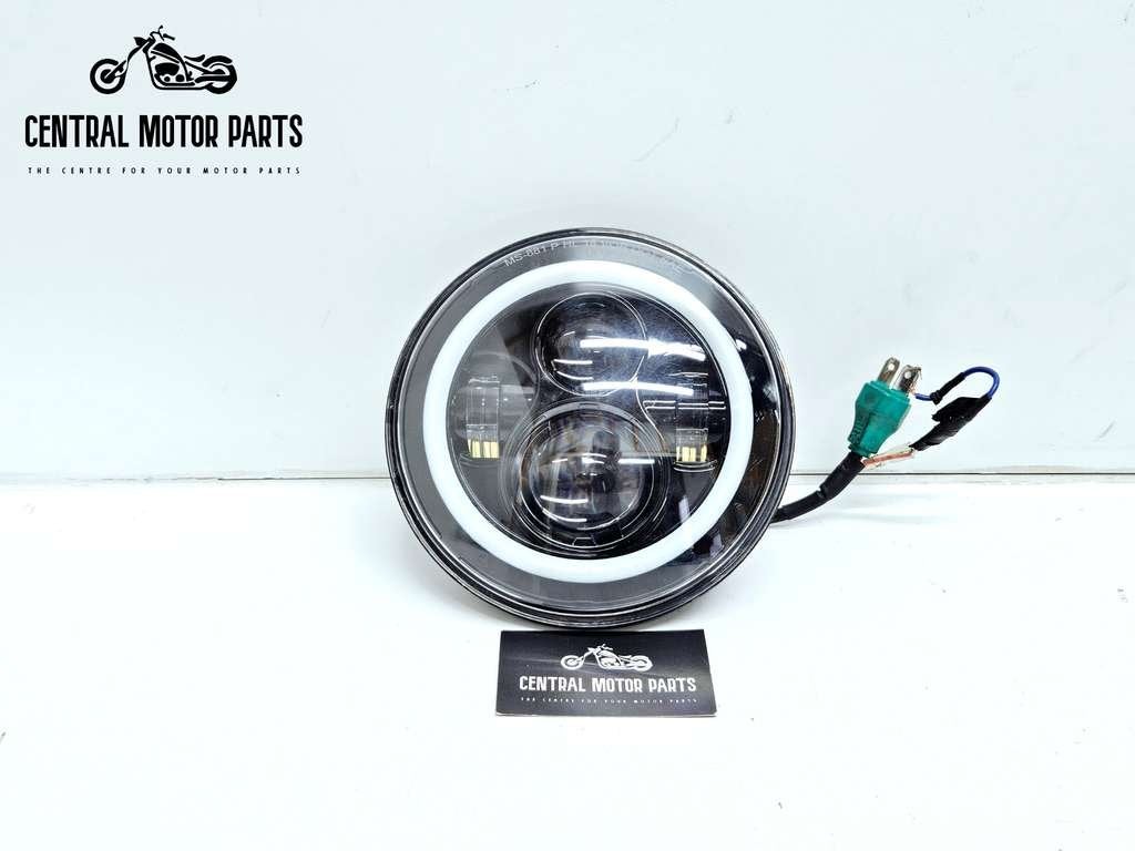 Zwarte 7 inch Koplamp met Halo ring, Motoren, Niet ingevuld, Gebruikt, Niet ingevuld, Ophalen of Verzenden