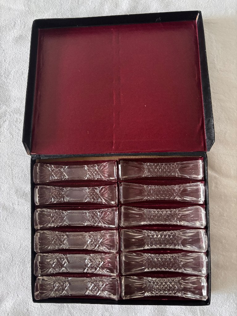 Art Deco messenleggers van kristal, set van 12 in doos., Ophalen of Verzenden