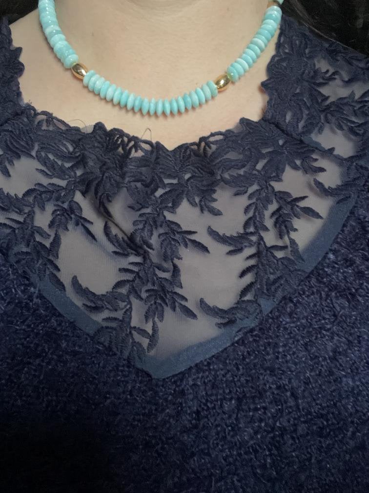 Prachtige amazoniet ketting met 9 karaat slot, Ophalen of Verzenden, Zo goed als nieuw, Nvt, Nvt