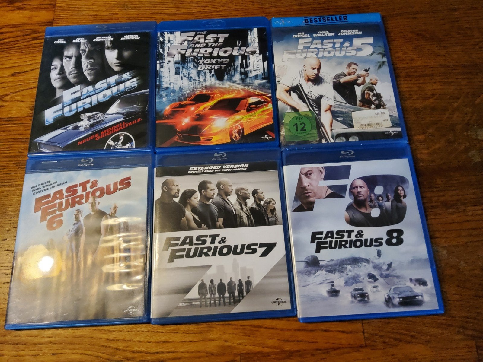 Fast & Furious Blu-ray Collectie (Deel 1, 3, 5, 6, 7, 8), Boxset, Actie, Duits, Ophalen of Verzenden