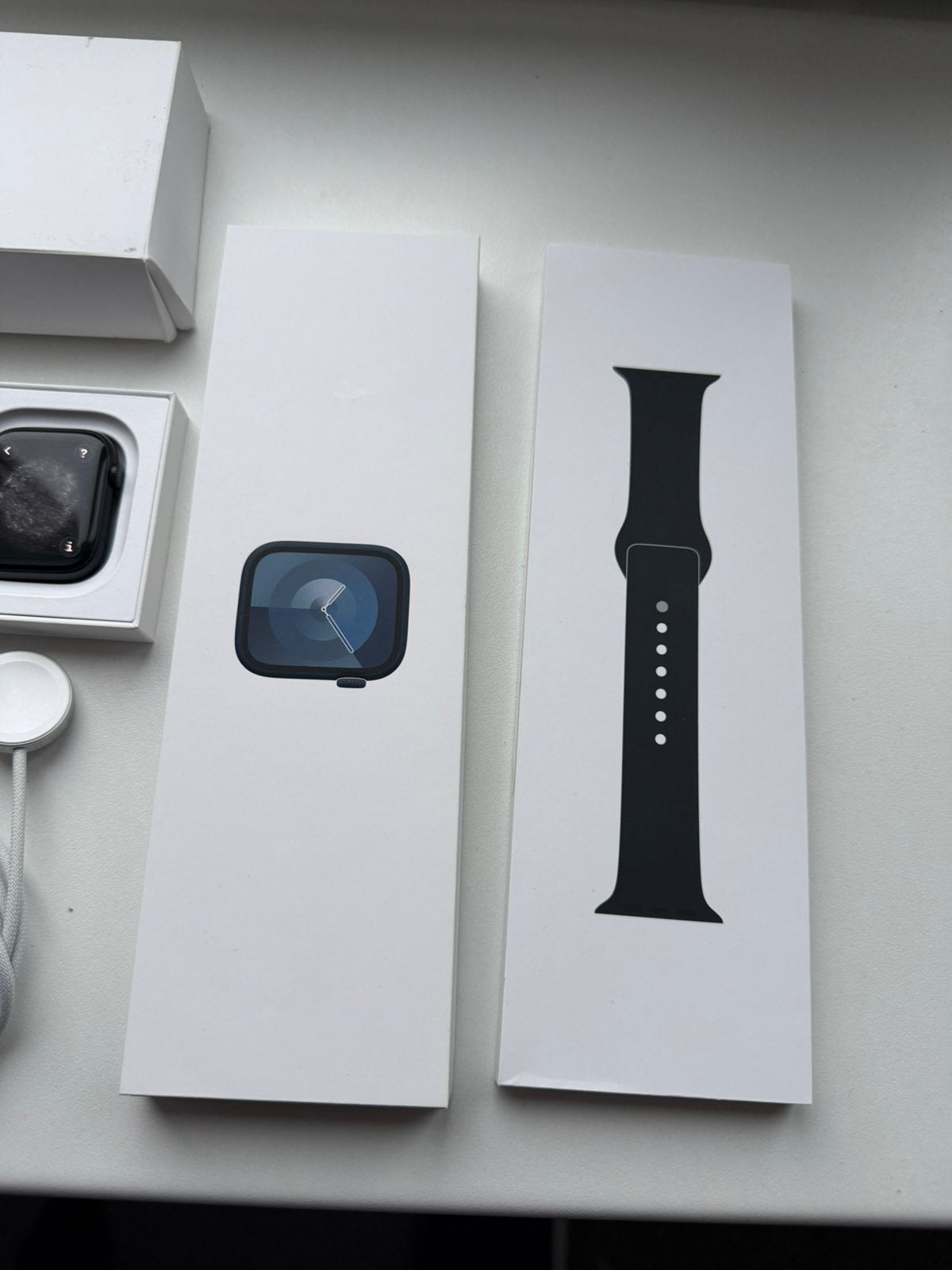 Apple Watch Series 9 Midnight - 45mm | SB M/L GPS, Zwart, IOS, Ophalen of Verzenden, Zo goed als nieuw