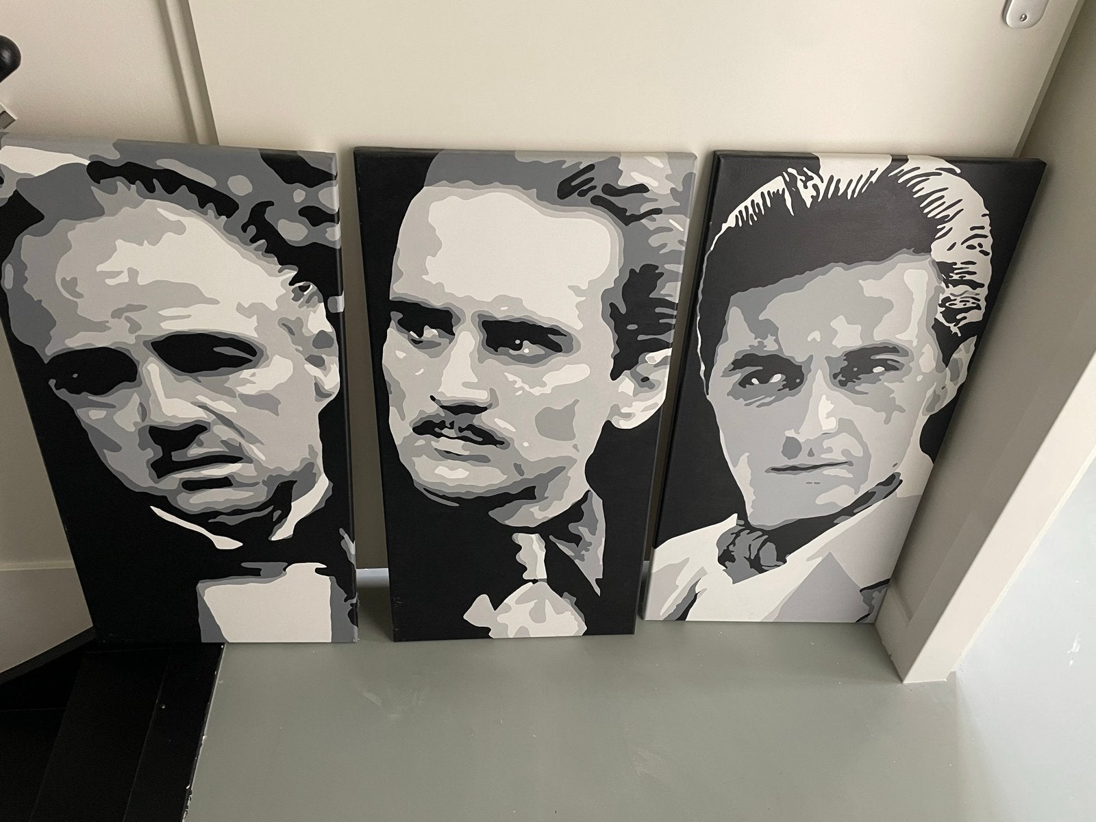 Godfather drieluik popart schilderijen - 3x 40x80 cm, Film, Ophalen of Verzenden, Print, Op houten frame