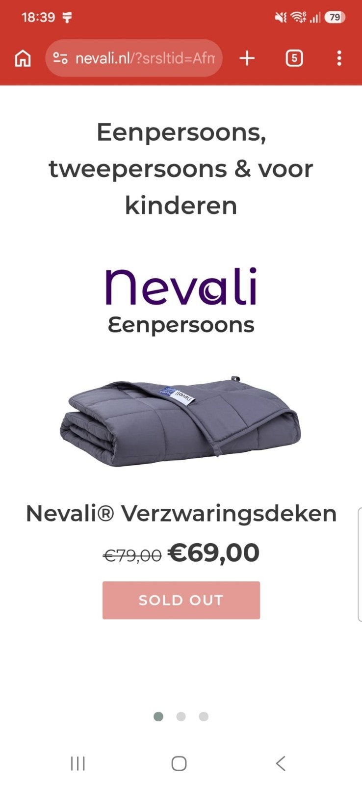 Nevali verzwaringsdeken 9kg -( 1.40x 2.00), Ophalen, Zo goed als nieuw, Grijs, Deken of Dekbed