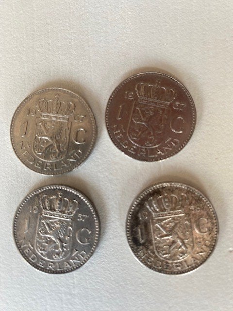 zilveren guldens 1967 ( 2st), 1958,1957, Postzegels en Munten, Munten | Nederland, Ophalen of Verzenden, Koningin Juliana, 1 gulden