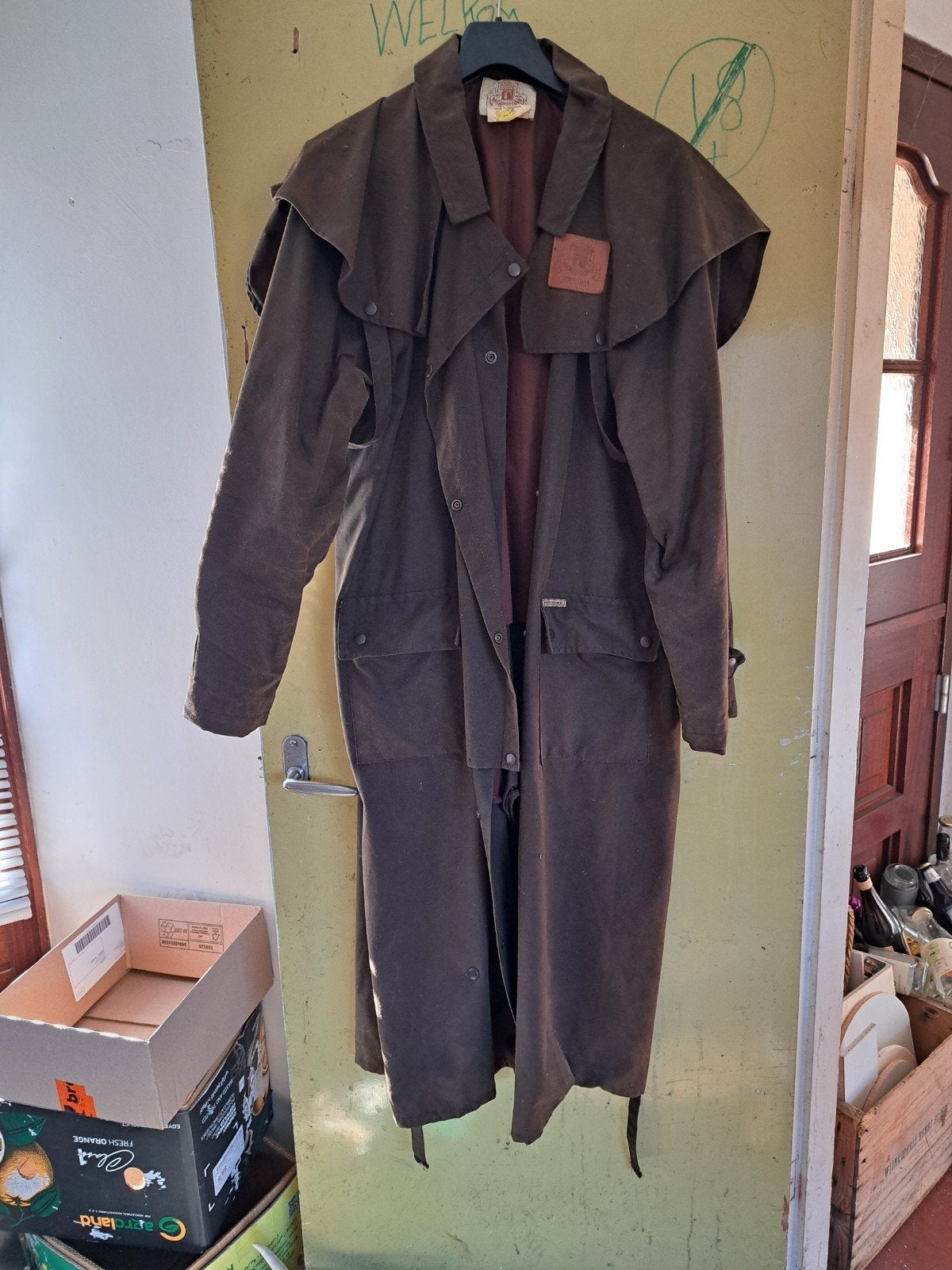 Lange waxjas van Morrisons Australia, Bruin, Maat 56/58 (XL), Ophalen of Verzenden, Gedragen