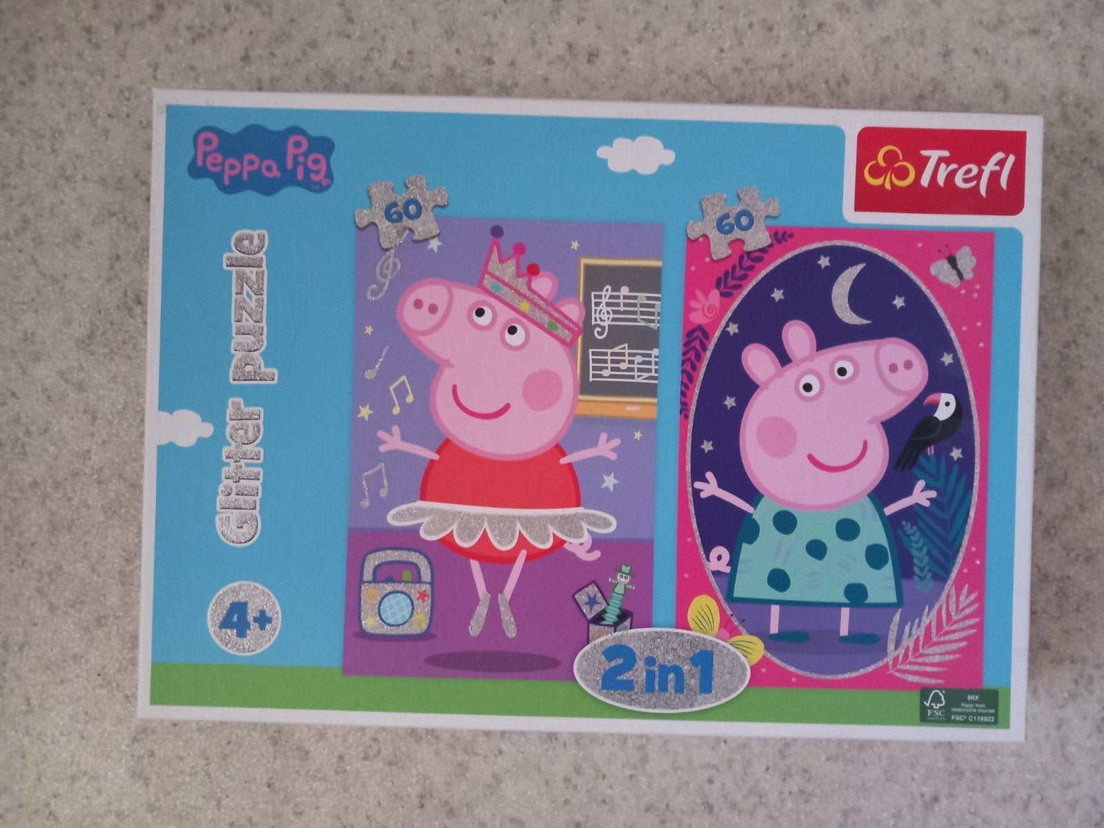 Peppa Pig glitterpuzzel (Nijmegen oost), Ophalen of Verzenden, Meer dan 50 stukjes, Zo goed als nieuw, 4 tot 6 jaar
