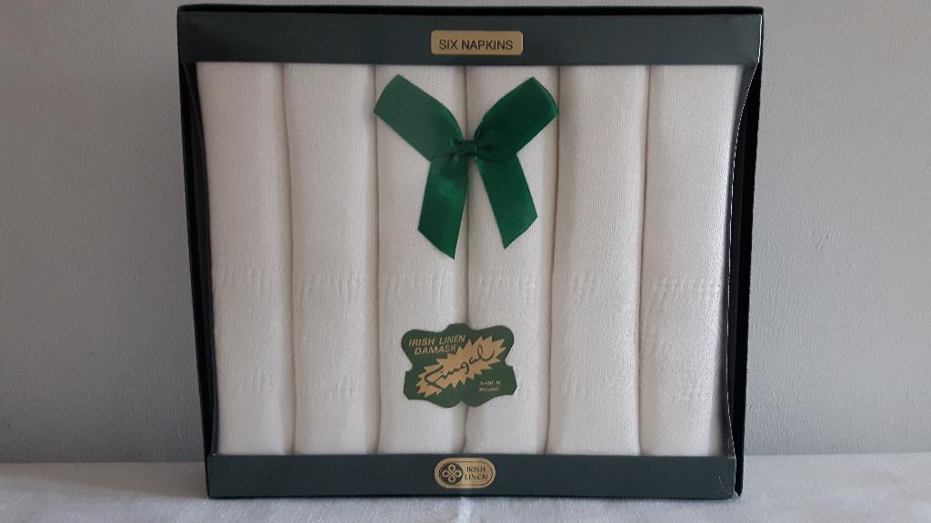 Zes Fingal Irish Damask linnen servetten. Kleur wit., Overige materialen, Overige typen, Nieuw, Ophalen of Verzenden