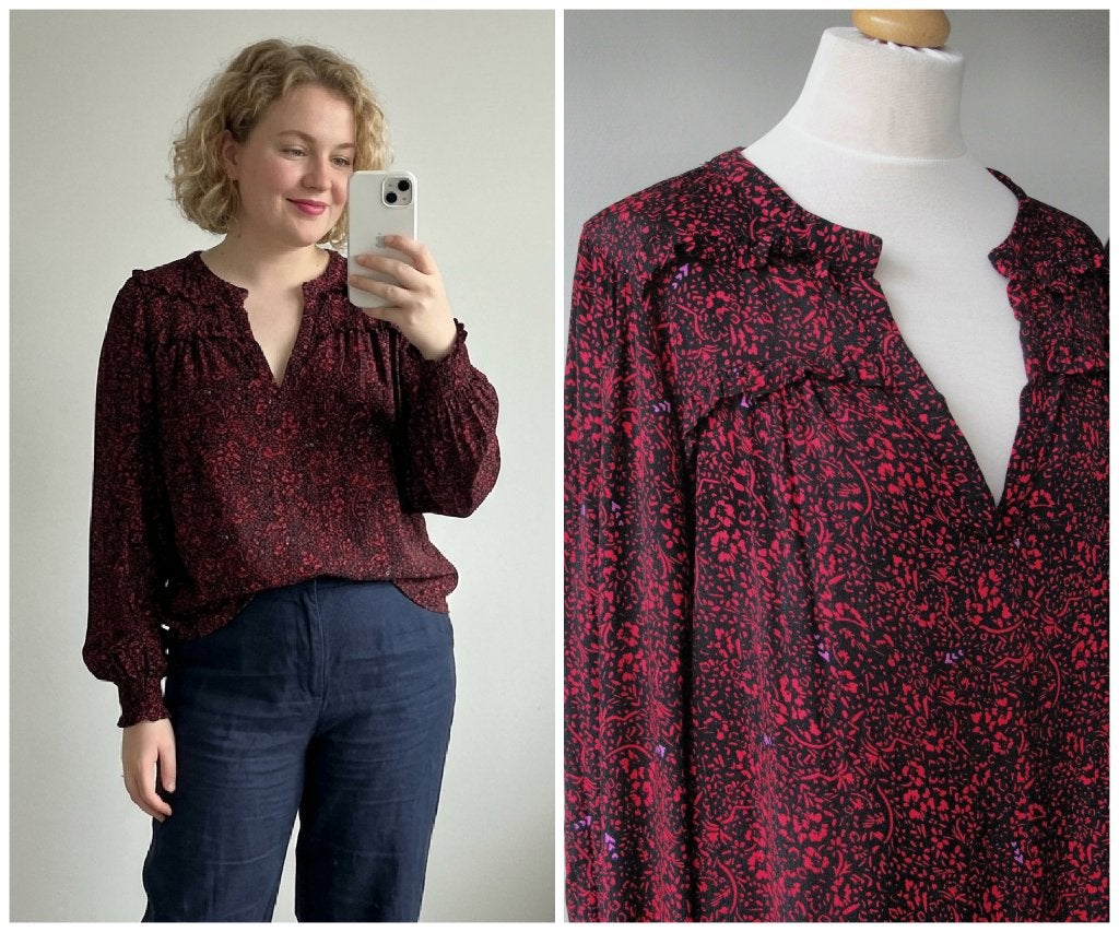 Harper & Yve - supermooie blouse / zwart rood / maat L, Verzenden, Maat 42/44 (L), Zo goed als nieuw, Harper & Yve