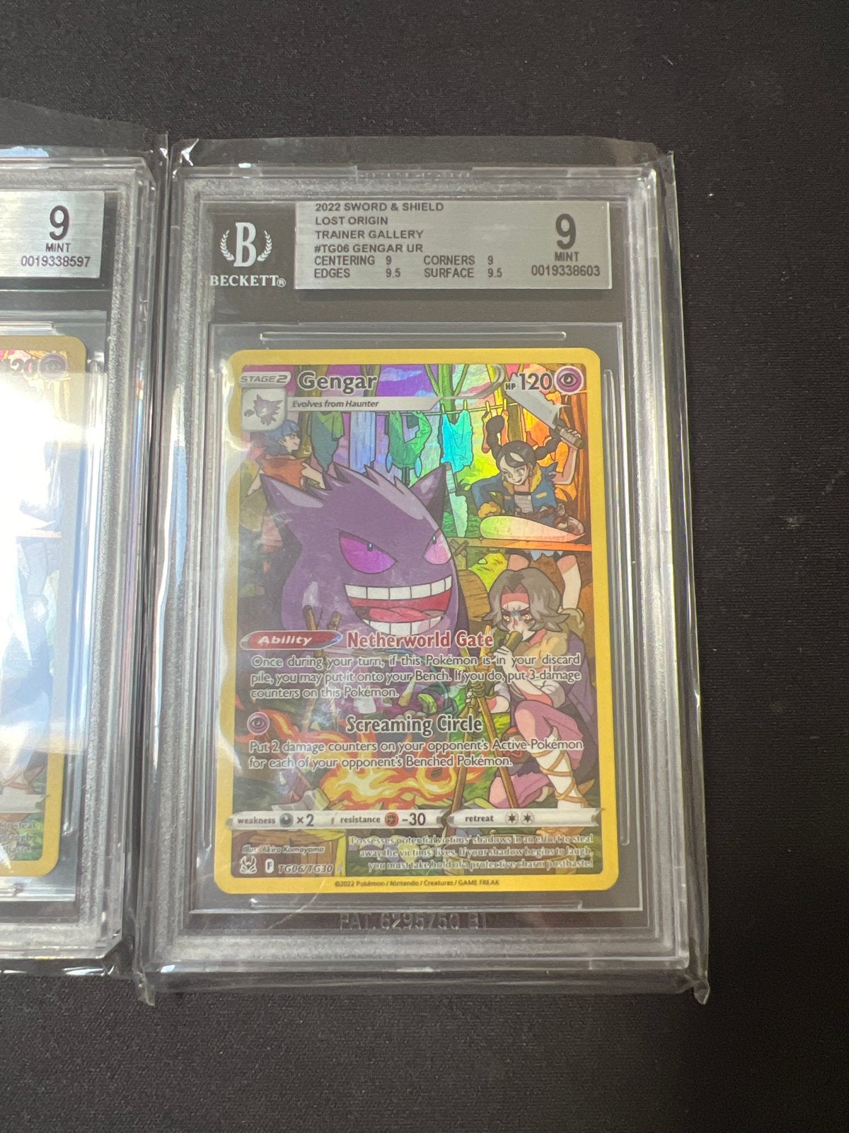 2x Gengar VMAX TG06 Lost Origin Pokemon Kaart BGS 9 Mint, Ophalen of Verzenden, Zo goed als nieuw, Losse kaart