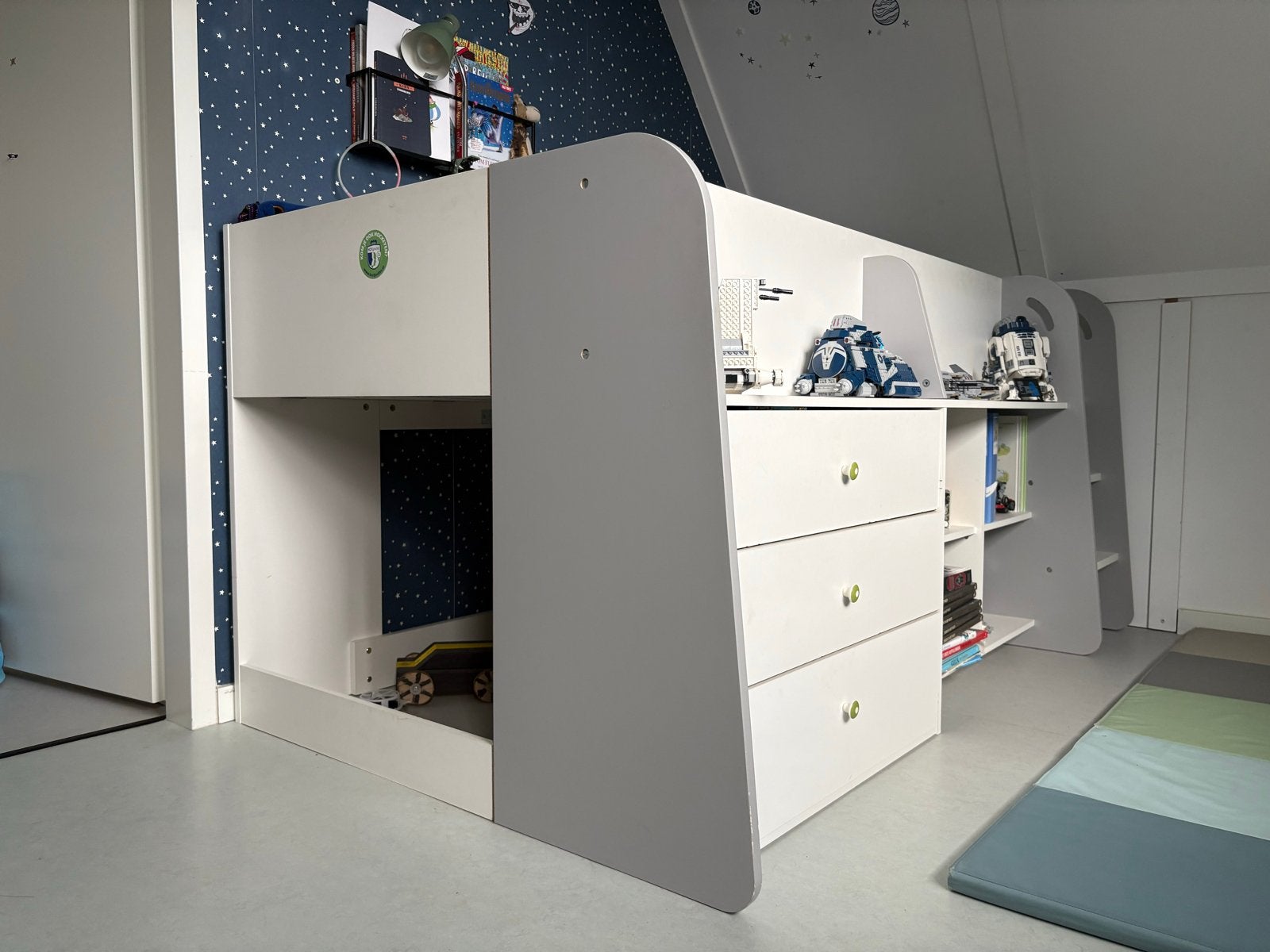 Halfhoogslaper (Yolo) met lades en opbergruimte, Ophalen, Gebruikt, 90 cm, Eenpersoons