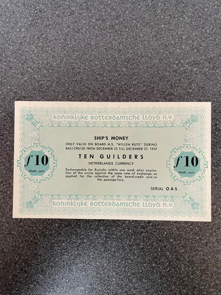 Ship’s money ,tien gulden 1957 unc, Postzegels en Munten, Bankbiljetten | Nederland, Ophalen of Verzenden, 10 gulden