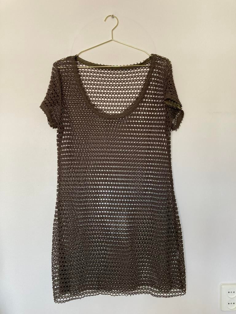 Legergroene L stretch camouflage top net army transparant, Maat 42/44 (L), Ophalen of Verzenden, Korte mouw, Groen