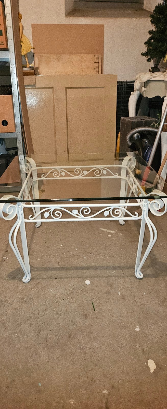 witte vierkante  salontafel met ijzeren onderstel en glaspla, Ophalen, 50 tot 100 cm, 50 tot 100 cm, Glas