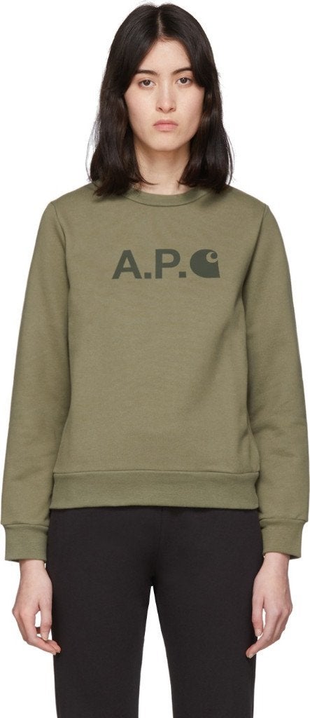 A.P.C. x Carhartt WIP Sweatshirt Groen maat S, A.P.C. x Carhartt WIP, Ophalen of Verzenden, Zo goed als nieuw, Maat 36 (S)