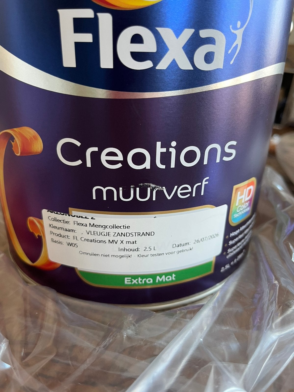 Flexa muurverf extra mat - vleugje zandstrand, Ophalen, Geel, Nieuw, Verf