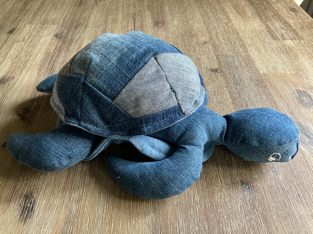 Knuffel schildpad Rebellenclub spijkerstof, Overige merken, Overige typen, Blauw, Ophalen of Verzenden