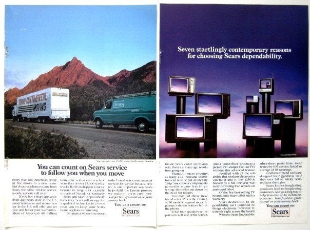 2 vintage advertenties reclames Sears supermarkt 1982, Ophalen of Verzenden, Gebruikt, Overige typen