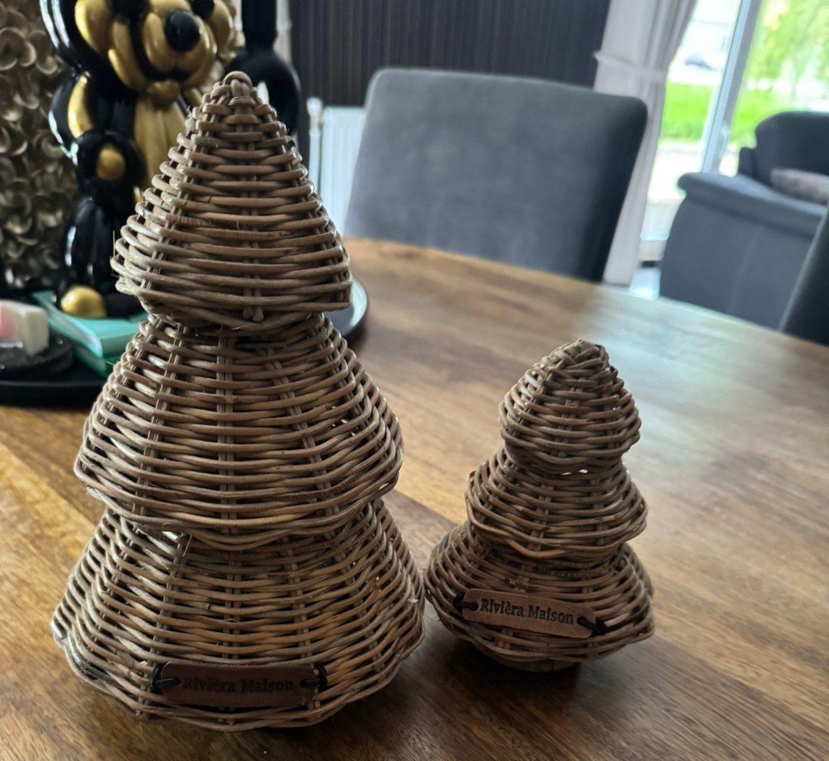 2 Riviera Maison rattan kerstbomen, Ophalen of Verzenden, Zo goed als nieuw, Rond, Riet