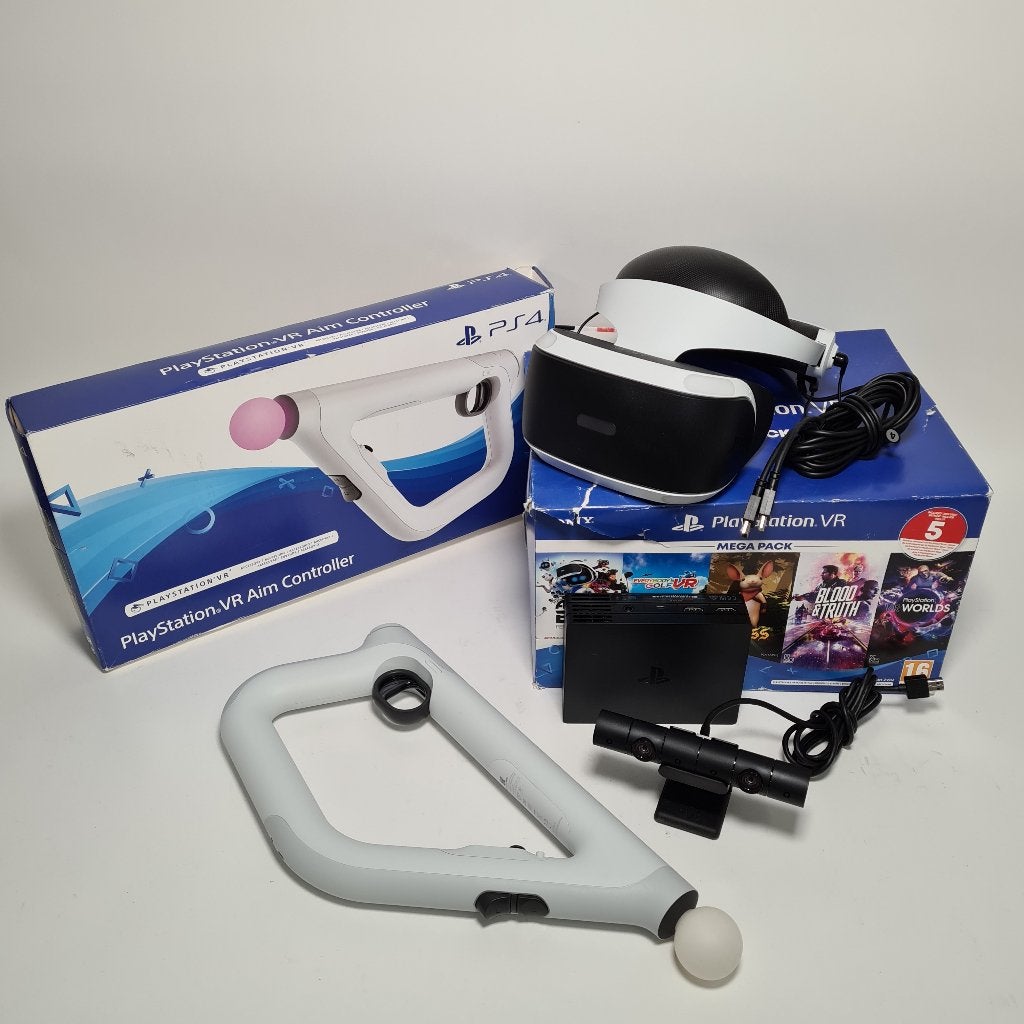 PS4 VR versie 2 Headset Compleet met Aim Controller, Gebruikt, Vechten, 1 speler, Ophalen of Verzenden