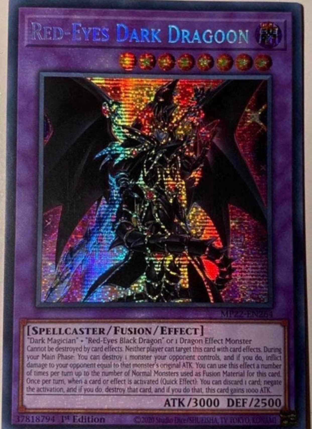 Yu-Gi-Oh! Red-Eyes Dark Dragoon MP22 1st Ed Foil Bleed, Hobby en Vrije tijd, Verzamelkaartspellen | Yu-gi-Oh!, Ophalen of Verzenden