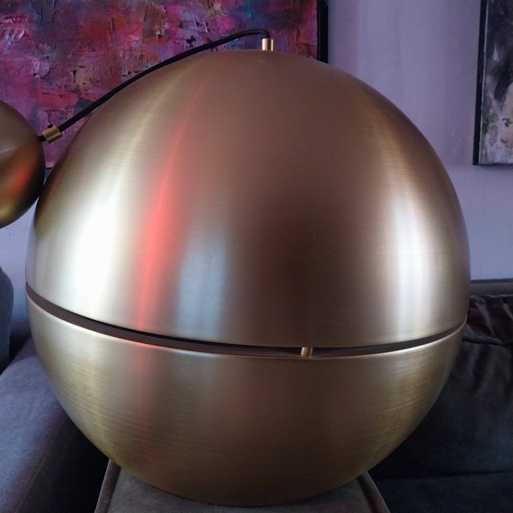 Grote Art Deco gouden bol hanglamp, Ophalen of Verzenden, Zo goed als nieuw, Kunststof, E27 (groot)