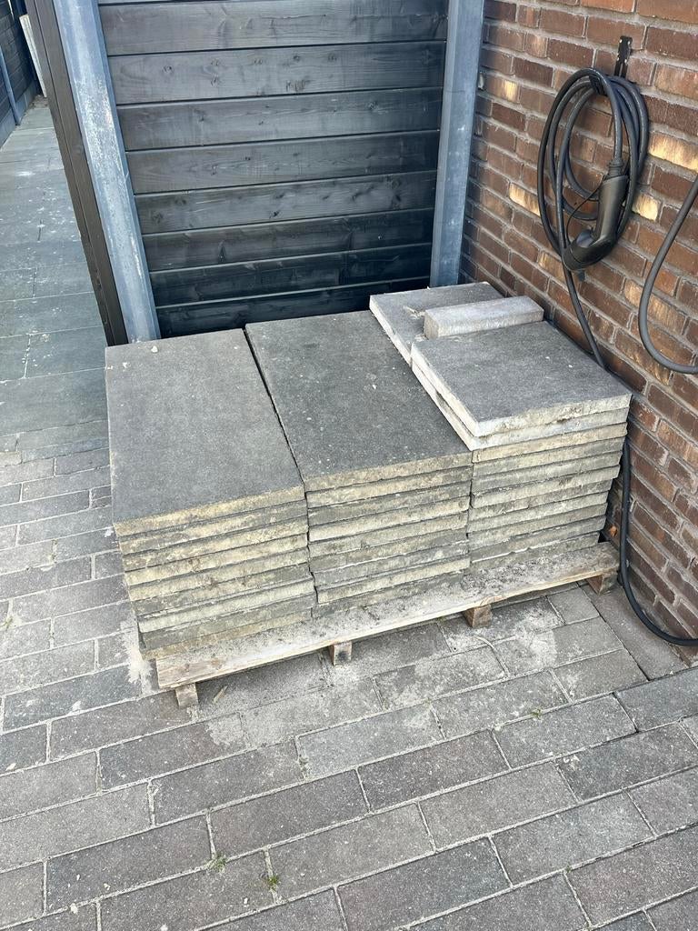 Gebruikte terrastegels van beton, Tuin en Terras, Tegels en Klinkers, Ophalen, Gebruikt, 5 tot 10 m², Beton